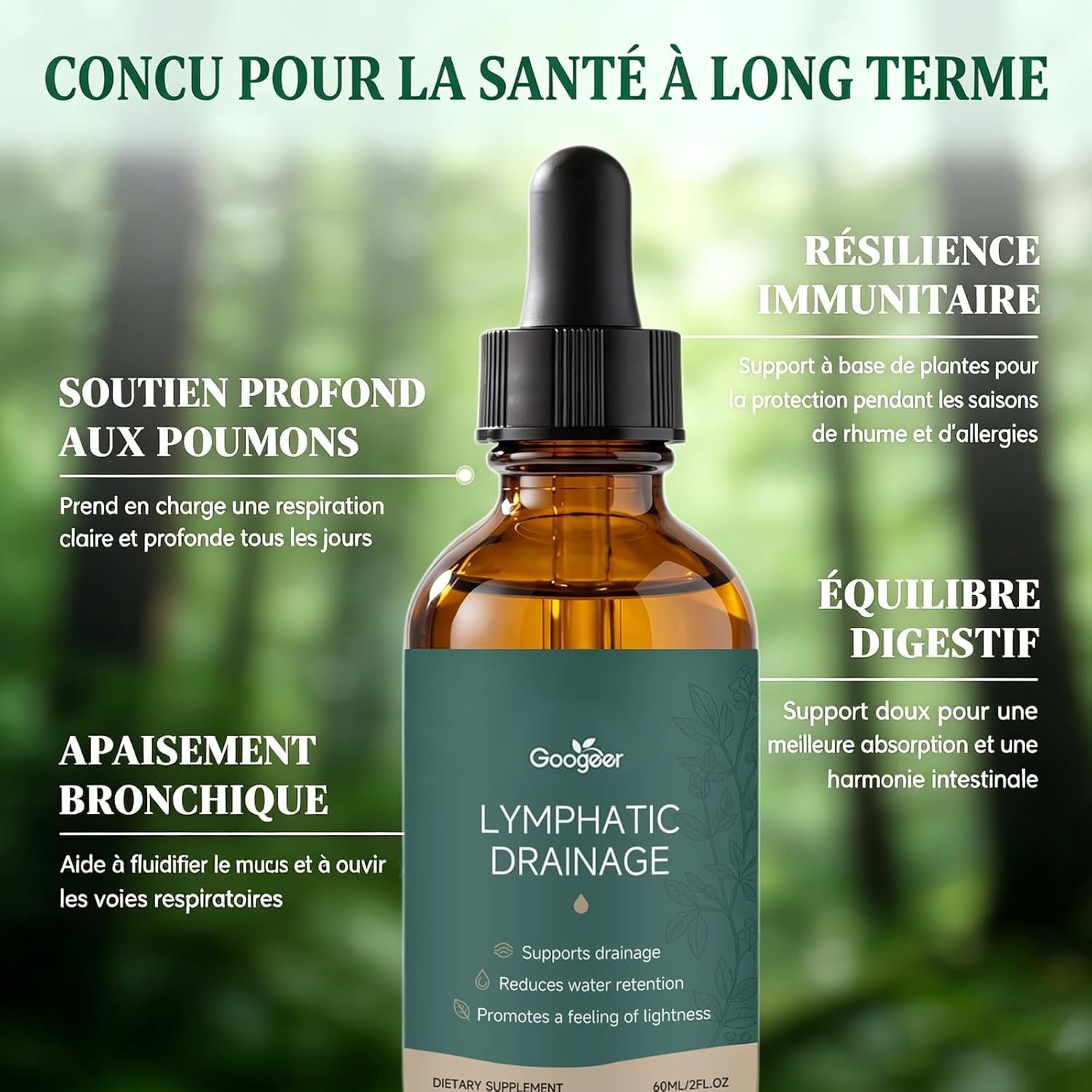 Lynae Drainant Lymphatique Goutte,Drainage Lymphatique Corps Complet Lynae