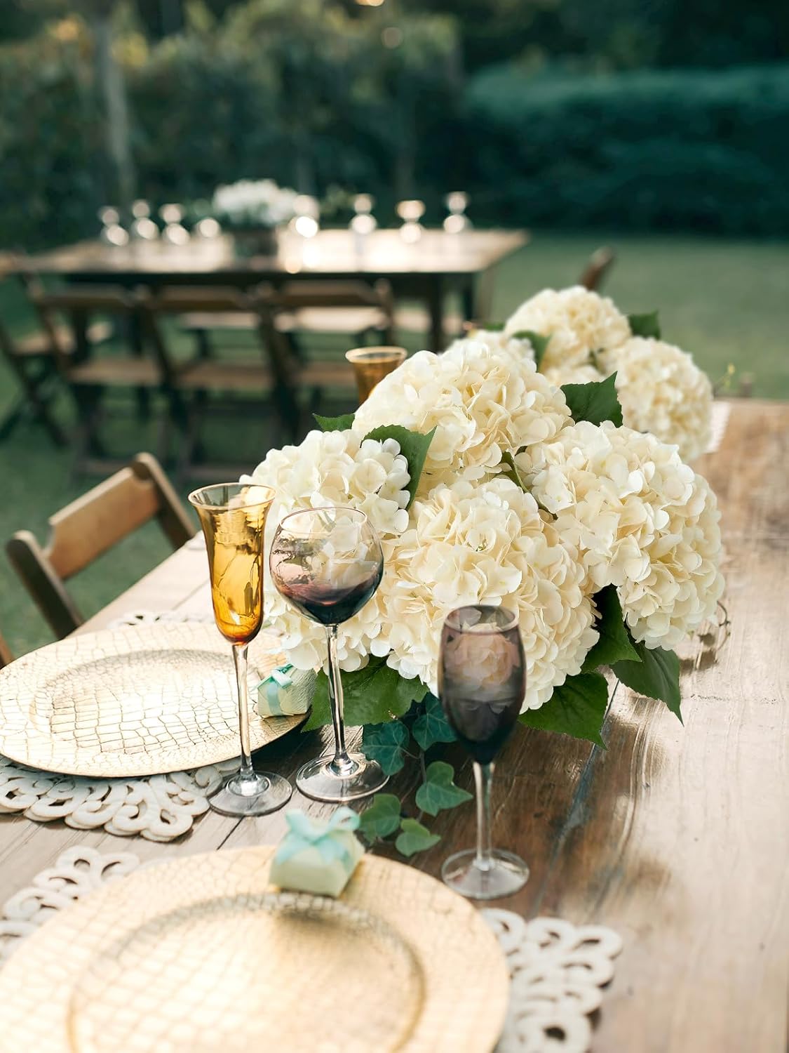 4 Pcs Hydrangeas Artificial Flowers, 20 inches Large Lifelike Fake Silk Flowers, Faux Hydrangeas Flowers for Wedding Home Party Decor Baby Shower Table Centerpiece (Champagne) - Image 7