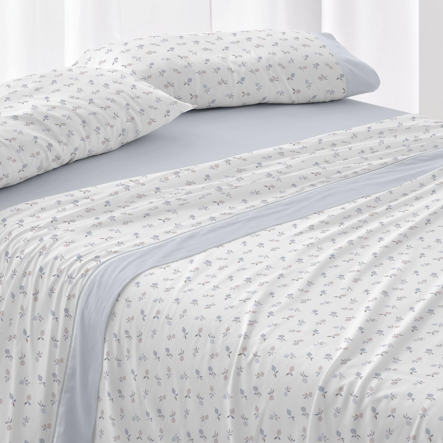 Burrito Blanco | Sábanas de Franela de algodón | Cama de 150 a 160cm. (+Medidas Disponibles) | Diseño 578 | Color Azul (150-160x190/200cm.)