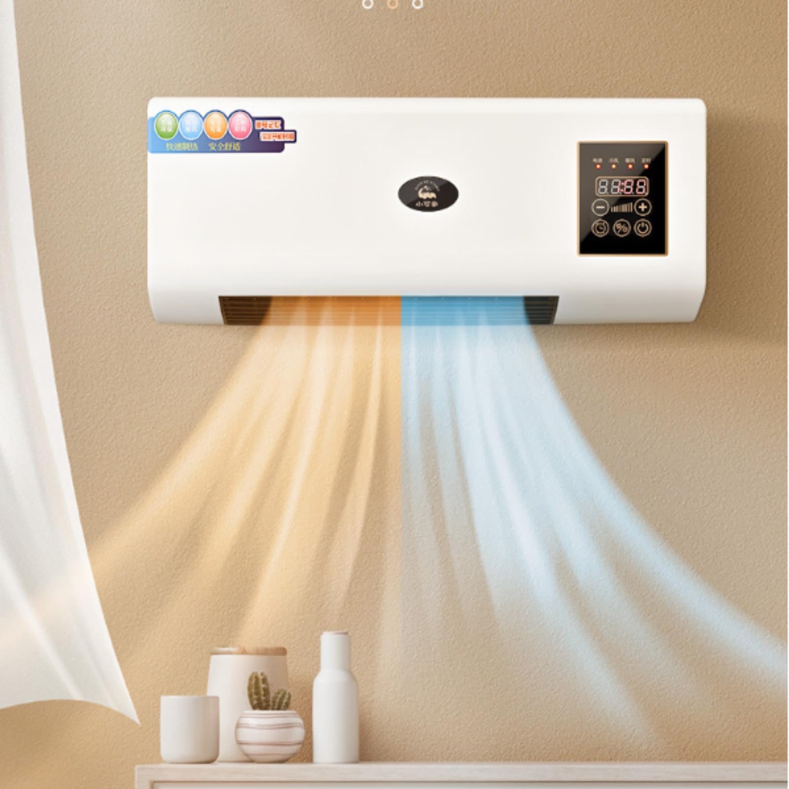 Mini Condizionatore a Parete, Condizionatore Portatile con Timer Intelligente da 8 Ore, Dispositivo di Riscaldamento Efficiente, con Funzione di Vento Naturale, 220 V, per Casa Appartamento Ufficio