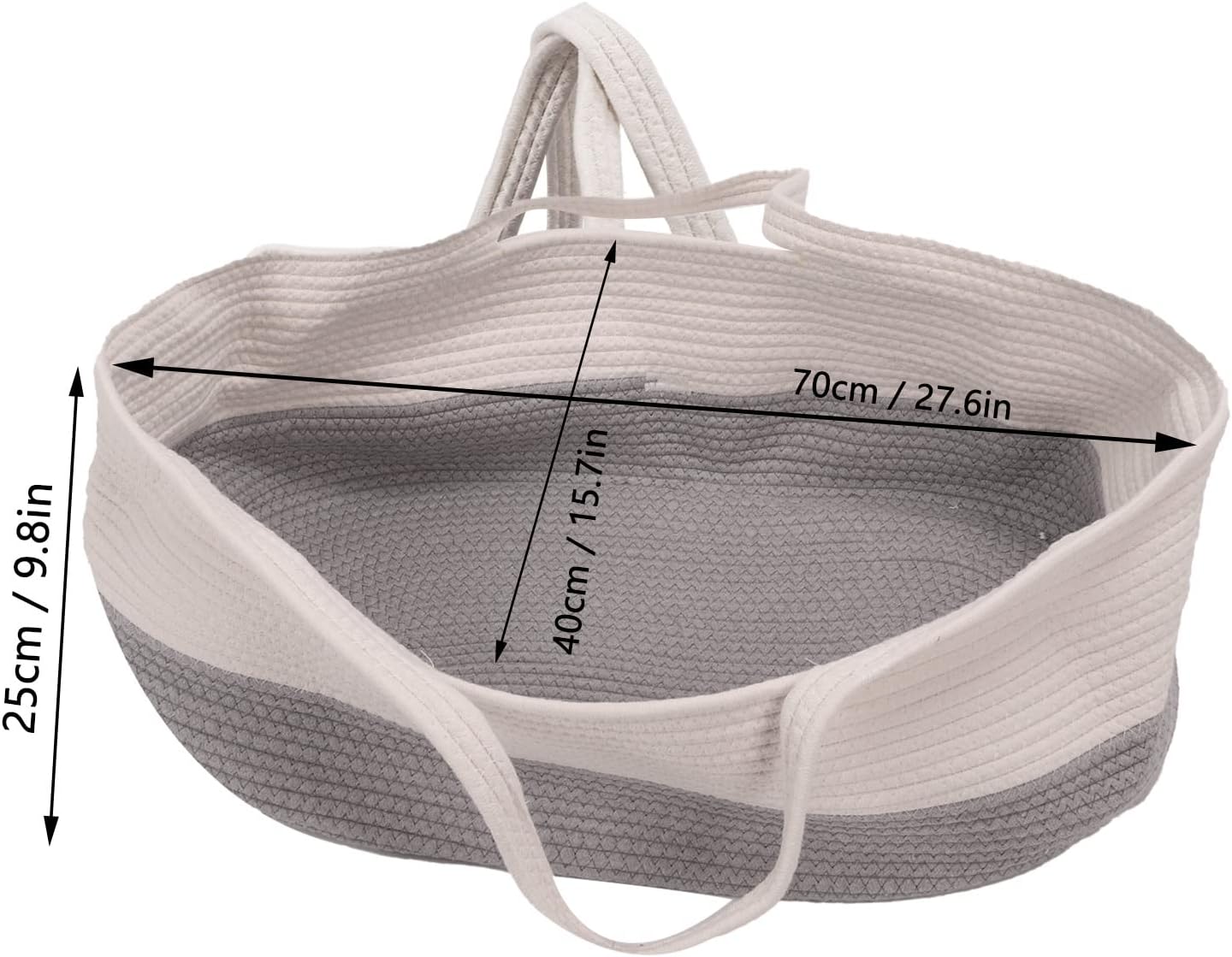 Atyhao Baby Carrying Basket, Cotton Rope Weaved Foldable Nursery Bins Boxes Portable Handheld Breathable Sleeping Basket