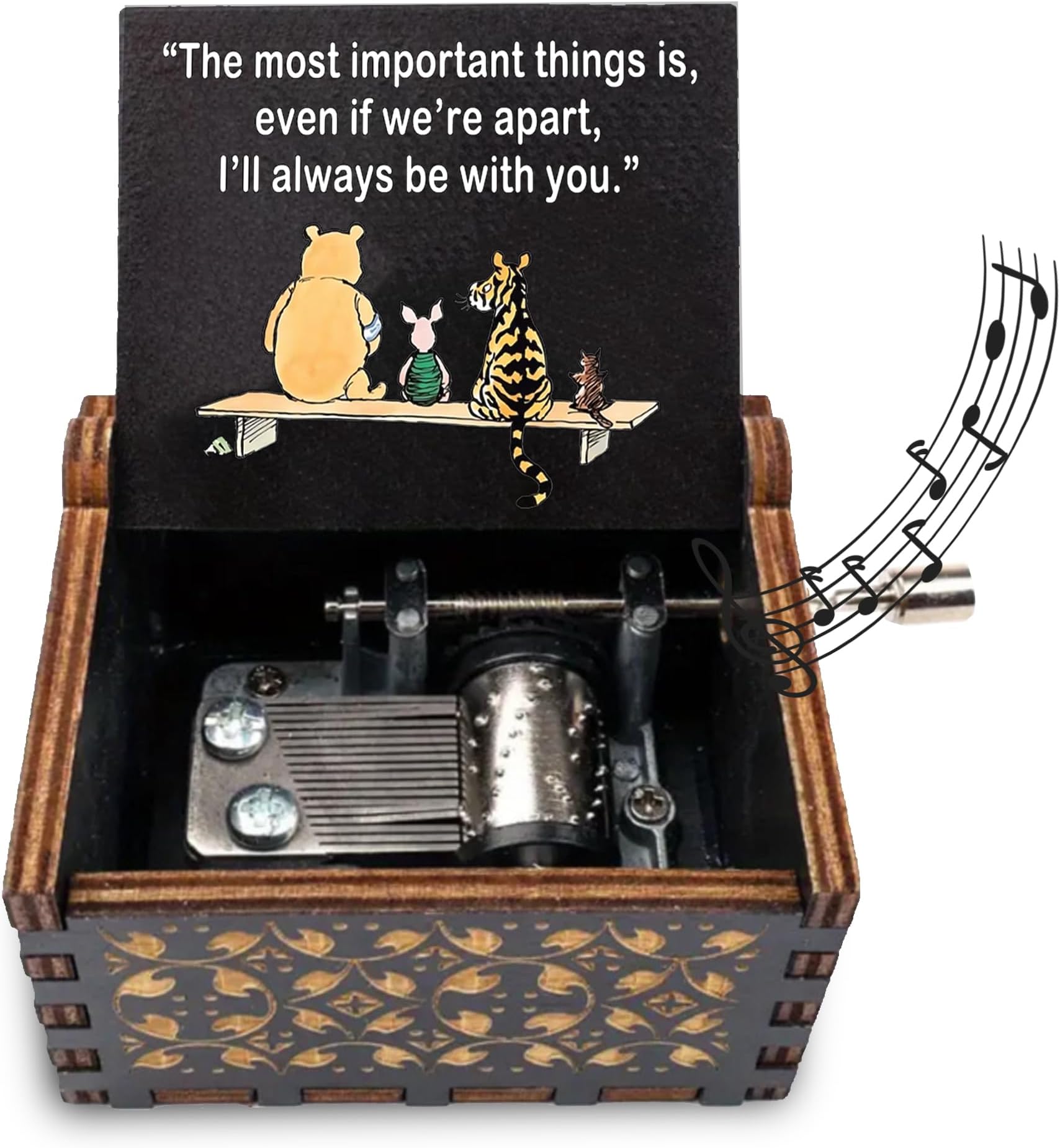 Cute Bear Best Friend Wood Music Box Gifts for Women, Friendship BBF Daughter Gifts for Christmas Birthday, I'll Aways Be with You.