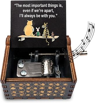 Cute Bear Best Friend Wood Music Box Gifts for Women, Friendship BBF Daughter Gifts for Christmas Birthday, Ill Aways Be with You.