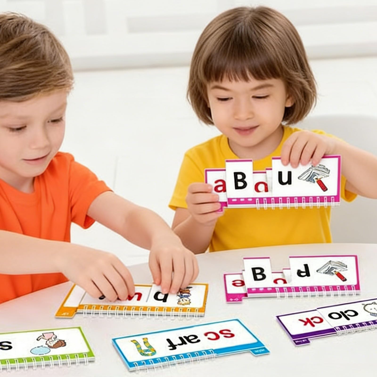 Creazione del vocabolario fonetico parole per bambini Pacchetto libri capovolti Strumento educativo Design cartaceo per l ' apprendimento interattivo Strumento apprendimento fonetico