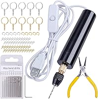 LET'S RESIN 74pcs Electric Resin Drill Kit with 3-Jaw Clamp (0-3mm Bits), USB Hand Drill for Keychain Jewelry Making Tools