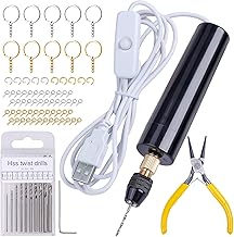 LET'S RESIN Electric Drill, 74Pcs Hand Drill with 3-Jaw Clamp-Applicable to A Larger Drilling Range (0-3mm), Keychain Making Kit, Jewelry Making Kit, Grip Nose Pliers, Jewelry tools, for Resin