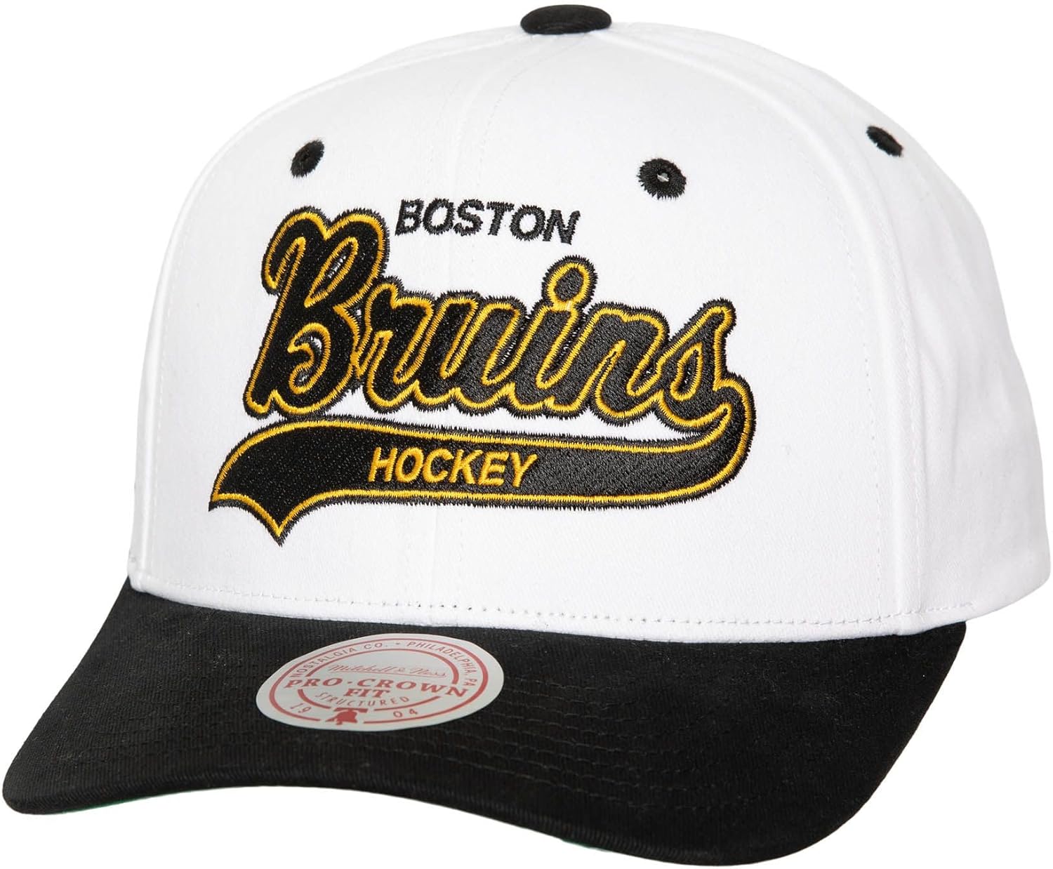 Mitchell & Ness Boston Bruins NHL Tail Sweep Pro Vintage Snapback Hat Cap White