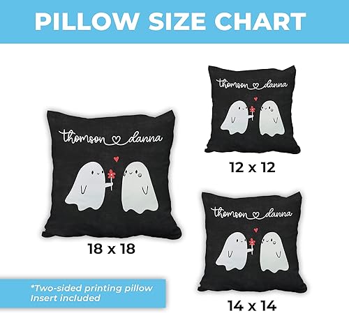 Vista 43 de Hyturtle Almohada personalizada para pareja (inserto incluido) Regalos para él – Decoración espeluznante de Halloween – Decoración de aniversario