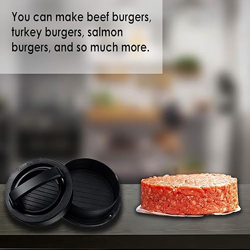 Miniatura 3 de Prensa de hamburguesas antigua y resistente  Máquina multifuncional para hamburguesas  Kit de prensa de hamburguesas con prensa redonda de acero
