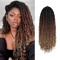 Vista 13 de 6 paquetes de cabello de ganchillo Goddess Locs, 18 pulgadas de trenzas de ganchillo rectas Faux Locs, extensiones de cabello sintético suave rizado