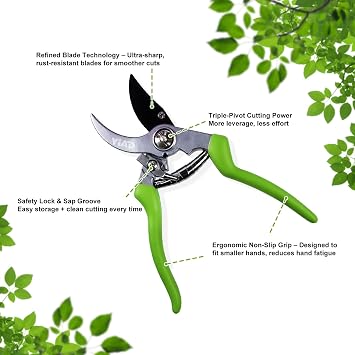YIAD High Carbon Steel Pruning Shears Loppers Set, Bypass Garden Clipper