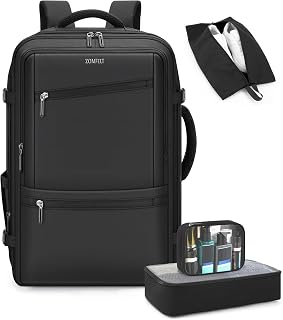 Travel Backpack for Men, 35L-40L Expandable Carry On Luggage with 3 Packing Cubes, Anti Theft 18×14×8 Inch Personal Item Bag, 17.3” Waterproof Laptop Backpacks Work Bag, for Business Hiking