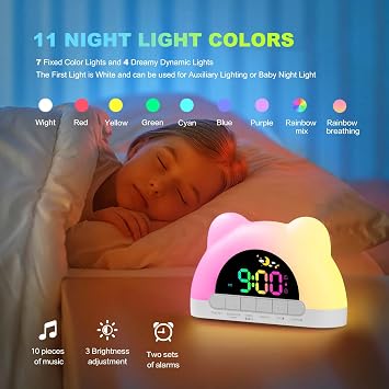 Azyh Alarm Clock for Kids, Ok to Wake Clock with Green Light Red Light, Children's Sleep Trainer,10 Ringtones,3 Brightness, Dual Alarms, Digital Alarm Clock for Adults Boy Girl Toddler Bedroom