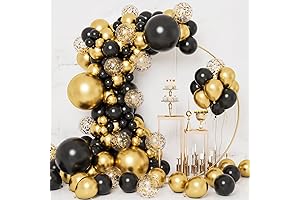 RUBFAC Black and Gold Balloons Garland Arch Kit
