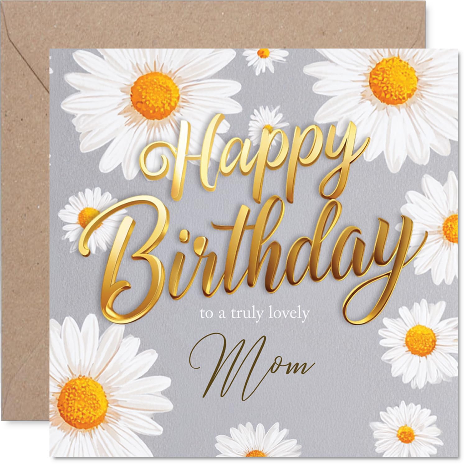 Heartfelt Birthday Card for Mom, Warm Wishes in Gold Foil