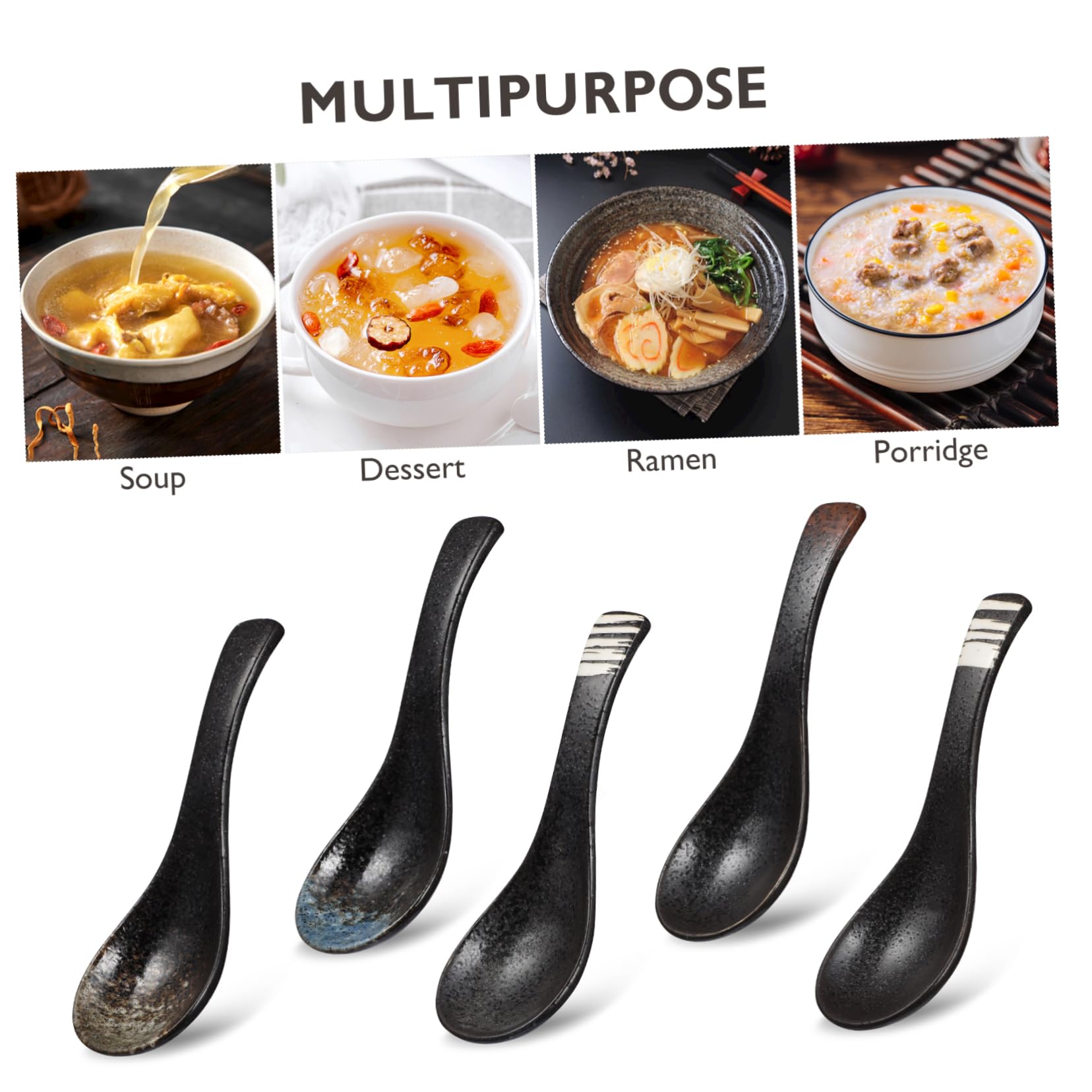 Ciieeo 10 Stück Teiliges Japanischer Keramik Reislöffel Suppenlöffel Porridge Löffel Umweltfreundlich Gesund für Küche und Esszimmer im Klassischen Asiatischen Stil