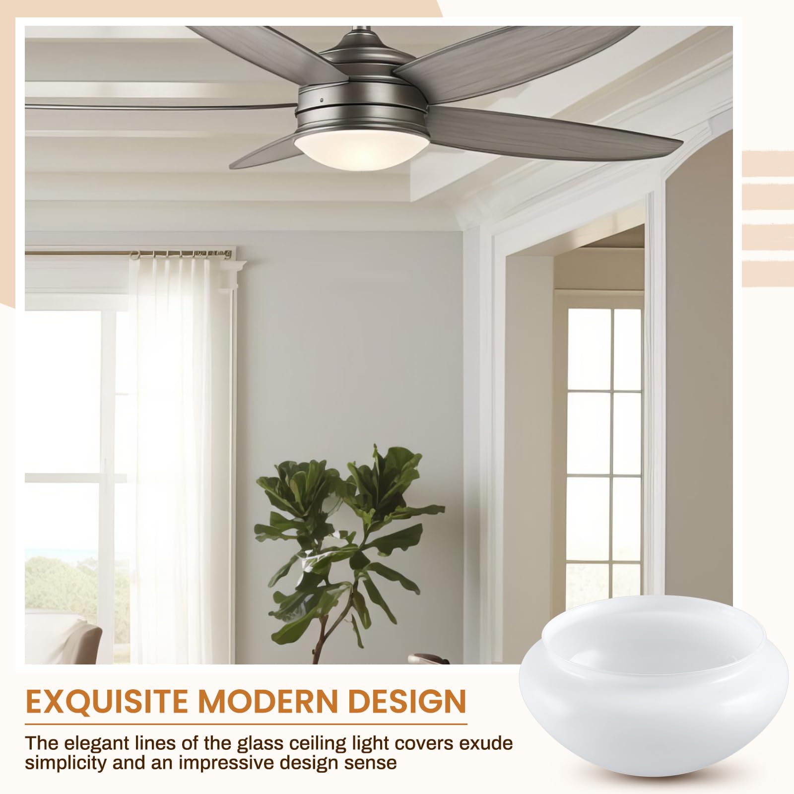 2 pantallas de lámpara de techo de hongo blanco de 6 pulgadas, real de 5-1/2 pulgadas, globos de luz de hongo, cubierta de lámpara de repuesto para lámpara colgante, decoración del hogar, dormitorio, 7