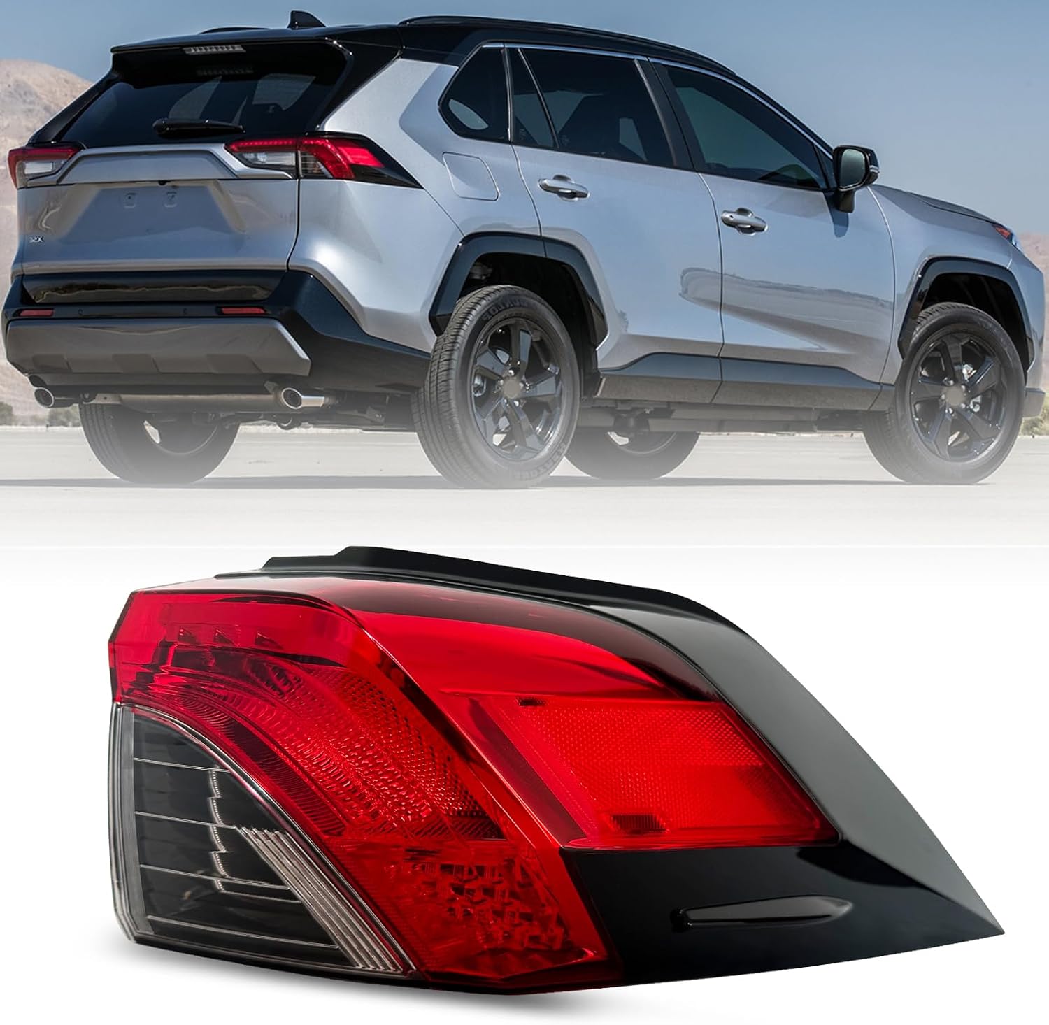 For RAV4 Tail Light Compatible with 2019 2020 2021 2022 2023 2024 2024 Toyota RAV4 Hybrid Outer Tail light Rear Lamp Passenger Side (Right Side Outer)