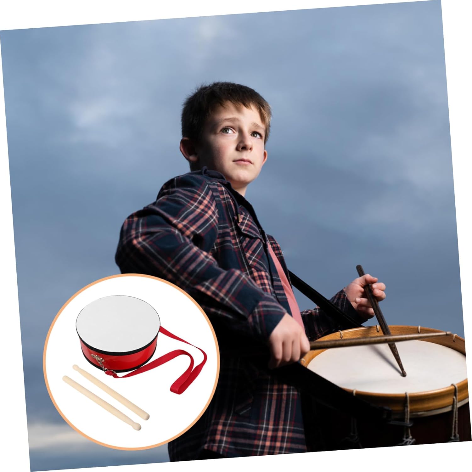 SUPVOX 1 Set Red Marching Snare Drum with Strap Engaging Handheld Percussion Instrument for Outdoor Activities and School Events for Young Musicians