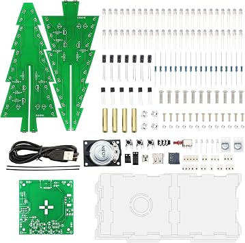 Electronic DIY Soldering Practice Learning Project Kit,Interesting Self Soldering Assembled Christmas Tree Kit with Flashing LED Lights Big