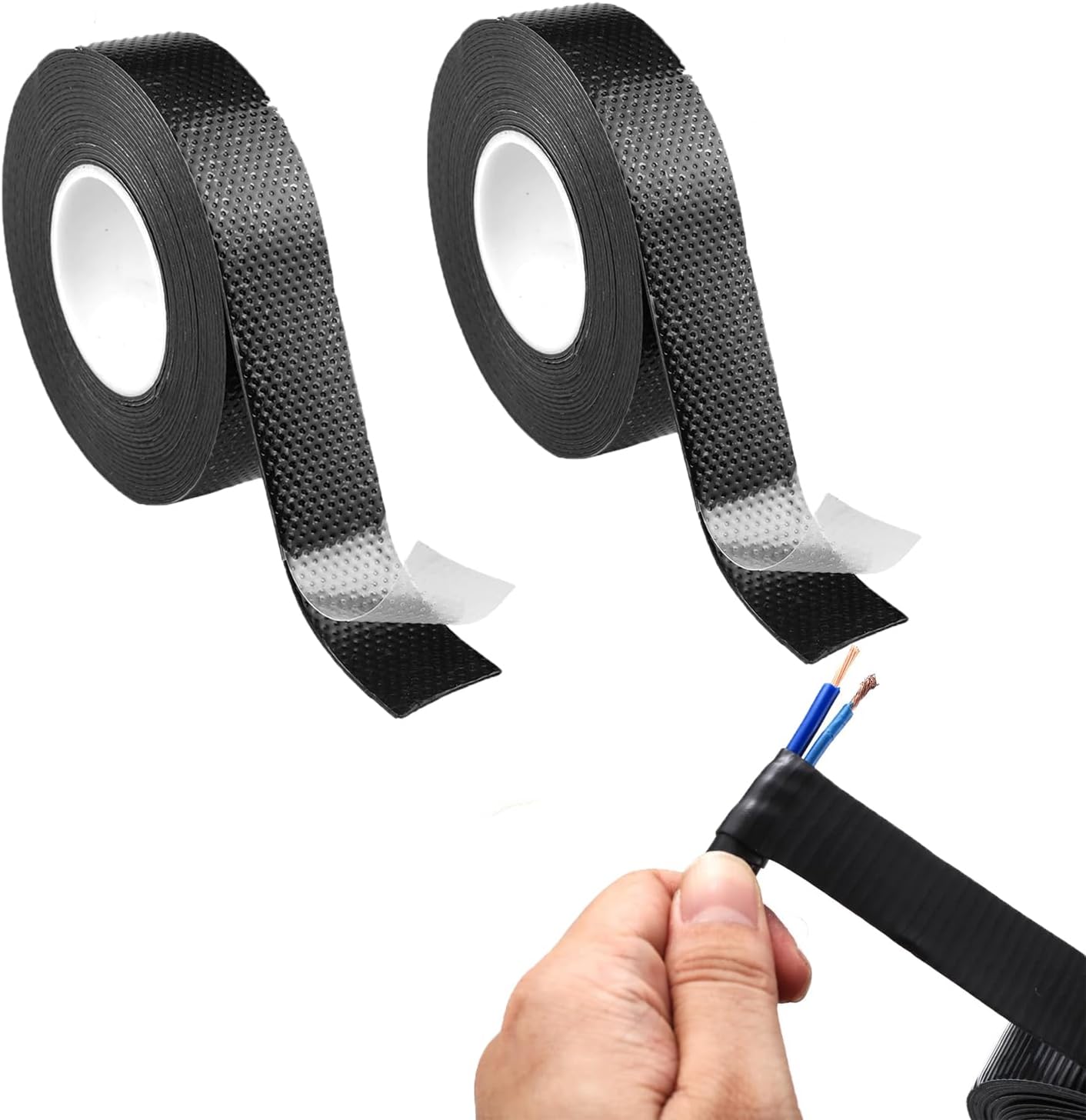 Self Amalgamating Tape,2 Pcs Self-Fusing Repair Tape 5m x 23mm x 0.8mm Heat-Resistant Insulation Tape for Cable and Pipe Repair,Sealing Joints,Insulating Electrical Connections,Black