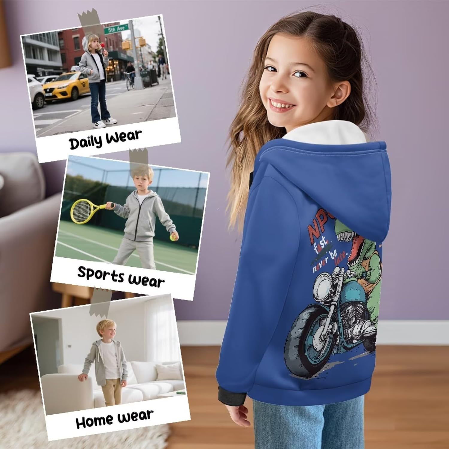 Kids Fluffy Fleece Hoodie Zip-Up Pullover Fuzzy Sweatshirt with Pockets for Fall Winter Sweatshirts for Girls Boys