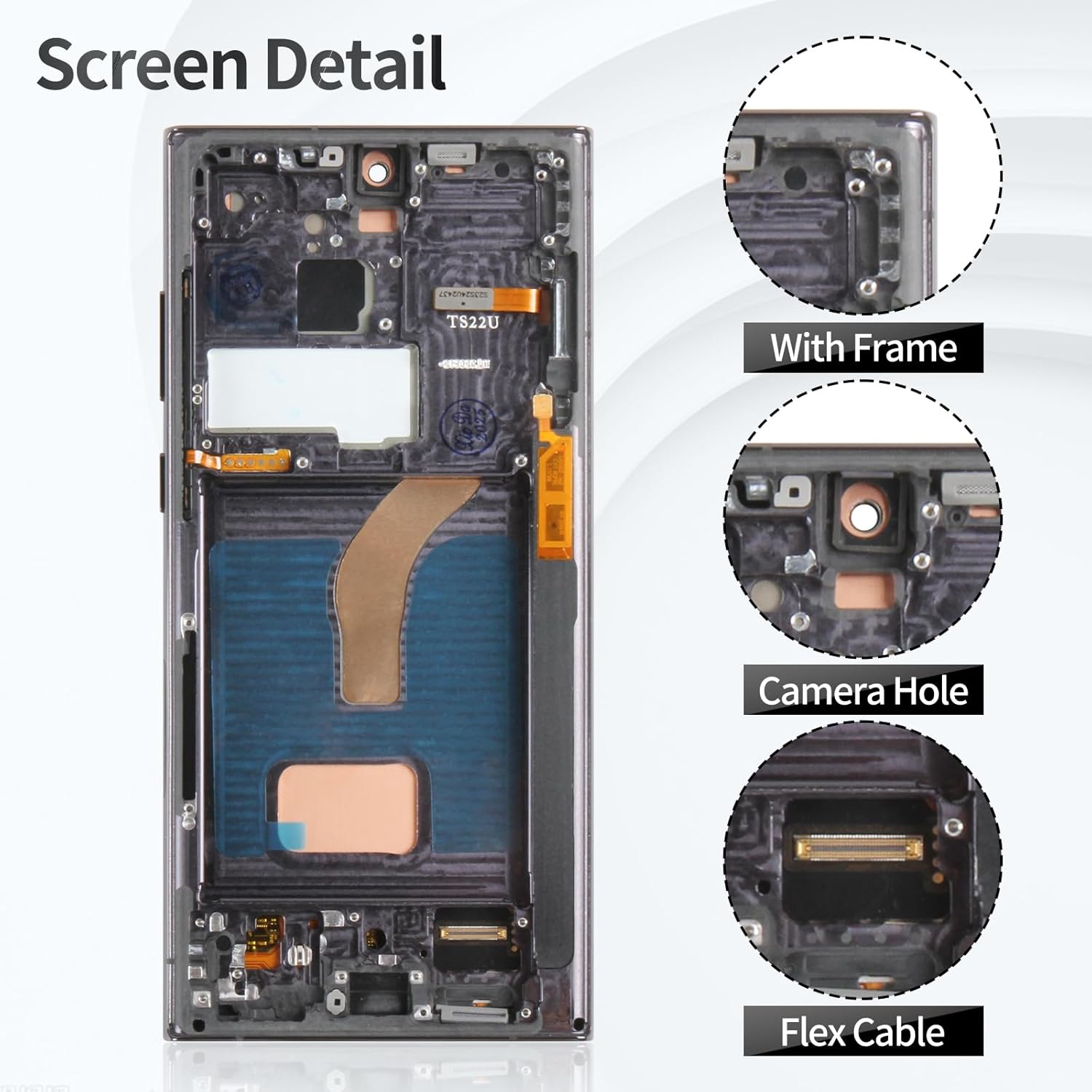 TFT for Samsung S22 Ultra 5g Screen Replacement for Samsung Galaxy S22 Ultra 5g SM-S908U LCD Screen Touch Digitizer Frame for SM-S908U1 Screen Display Black (US Version Without Fingerprint)