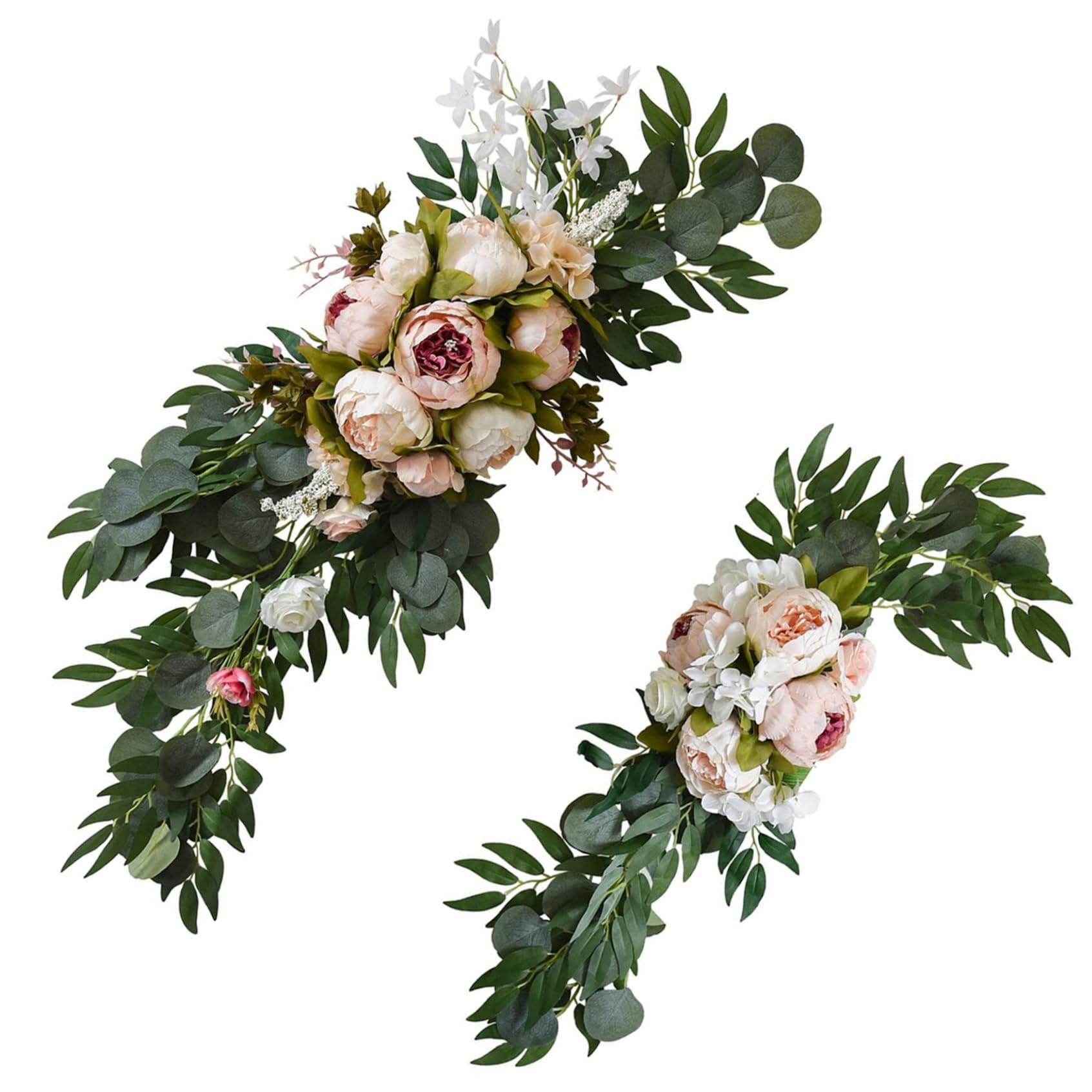 Décor artificiel pour cérémonie de mariage : pivoines et eucalyptus premium