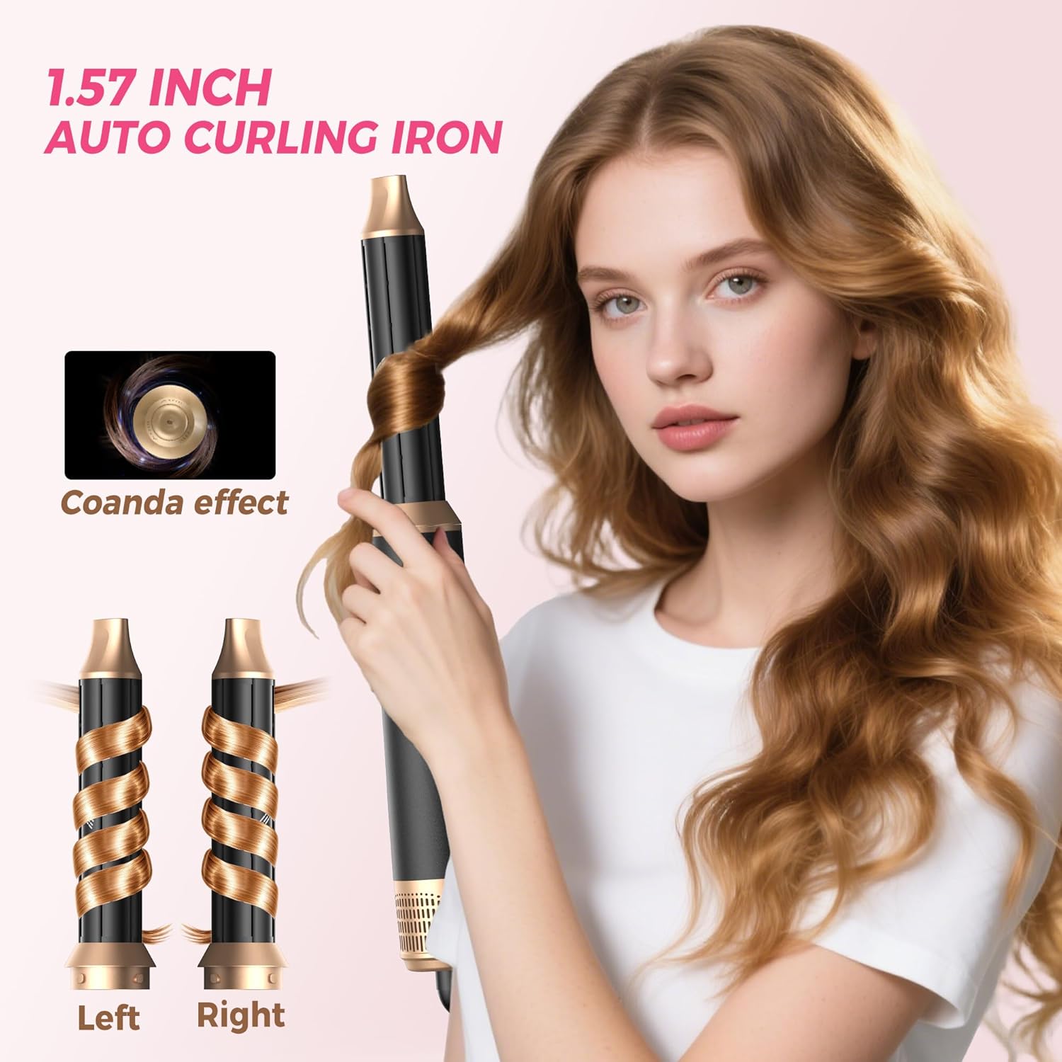 5 in 1 Hair Dryer Brush Set, Detachable Hot Air Styler, Blow Dryer Brush, 3 Heat Settings Auto Curling Wrap Styler, Ionic Hair Styling Tools - Straighten Curl Dry Volumize Smooth (Black)