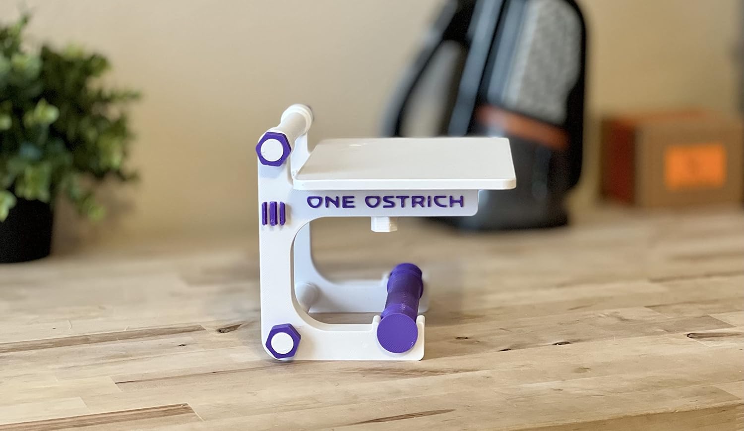 Burd - Thermal Printer Wall Mount (3D Printed) Works with Most Printers Including Munbyn and Rollo Printers, White & Purple