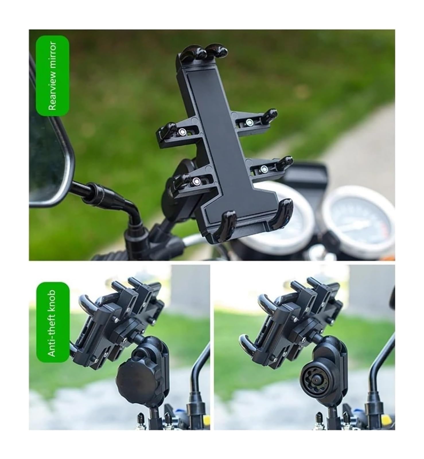 Manillar USB para Motocicleta GPS Navegación Soporte Universal Motocicleta Bicicleta Móvil Teléfono Aluminio Montaje Manillar Lateral Espejo(B)