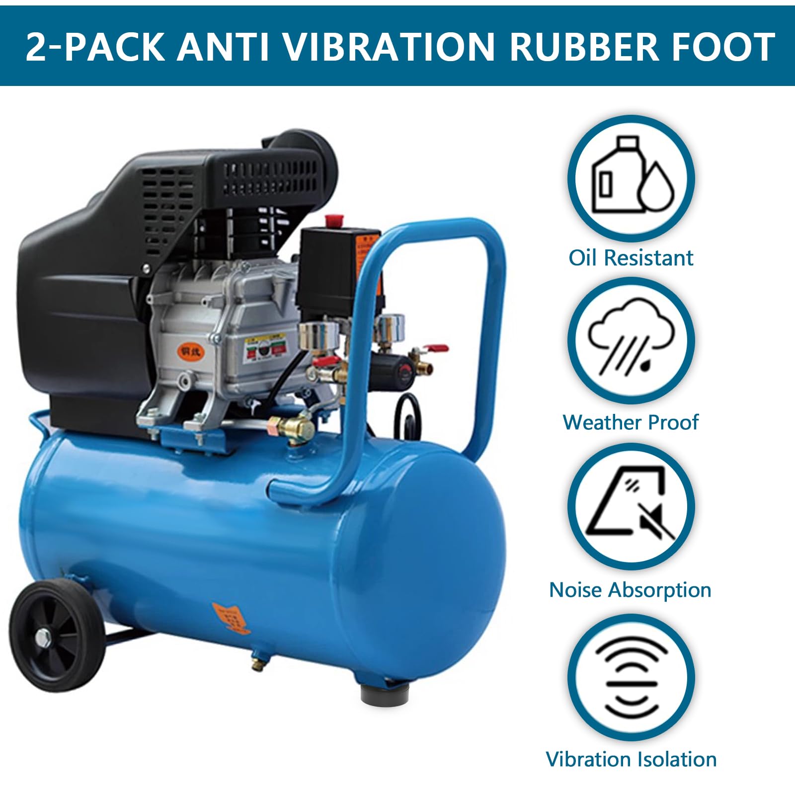 2-Pack Heavy Duty Rubber Foot Pads – 1\" X 2.5\" Anti-Vibration Isolators For Machinery & Appliances