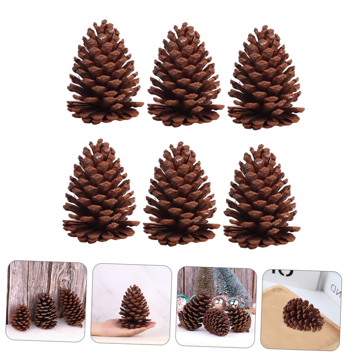 Ornamenti Decorativi in Pigne di Abete per Decorazioni Natalizie 6 Pezzi, Decorazioni Naturali per Casa, Pigne dallo Stile Campagnolo per Arredamento Esterno