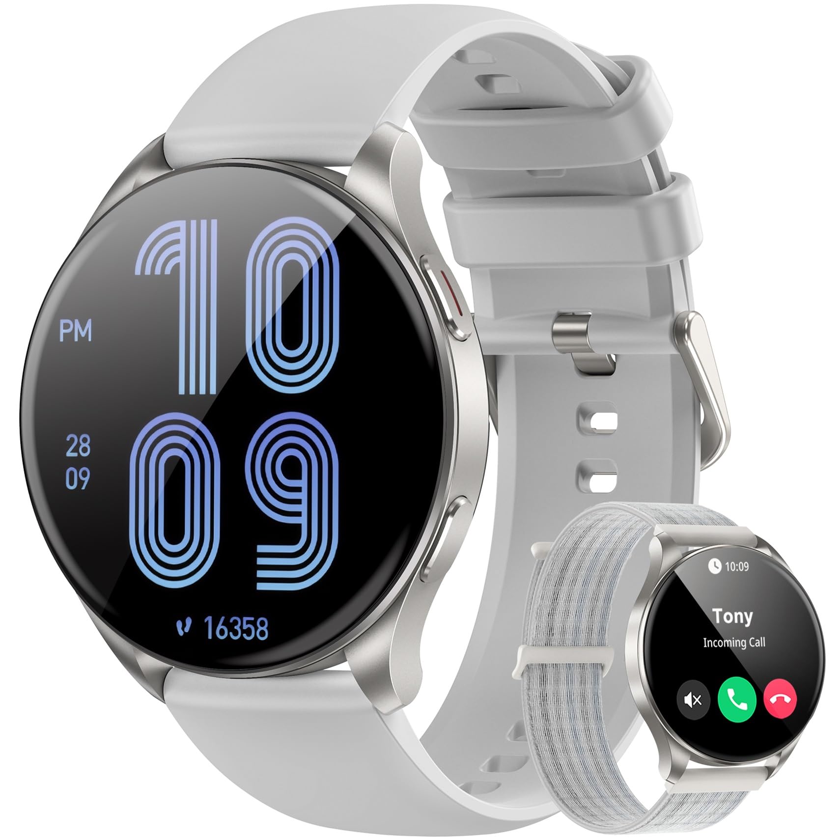 Blackview Smartwatch, Llamadas Bluetooth, Pantalla AMOLED de 1.43 Pulgadas, SpO2/Pulsómetro/Monitor de Sueño, Reloj Inteligente Hombre Mujer con 100+ Modos Deportivos, Whatsapp Mensaje, Android & iOS