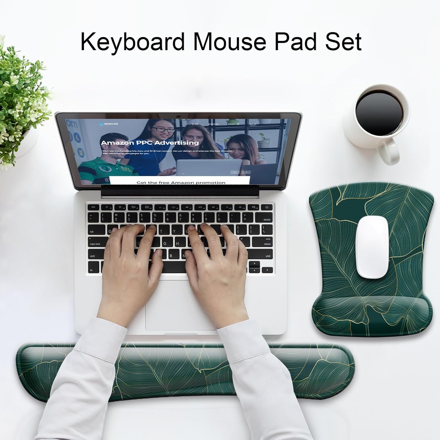 キーボードリストレストパッドと人間工学に基づいたマウスパッド、手首サポートジェルセット付き、滑り止めラバーベース、かわいいマウスパッ