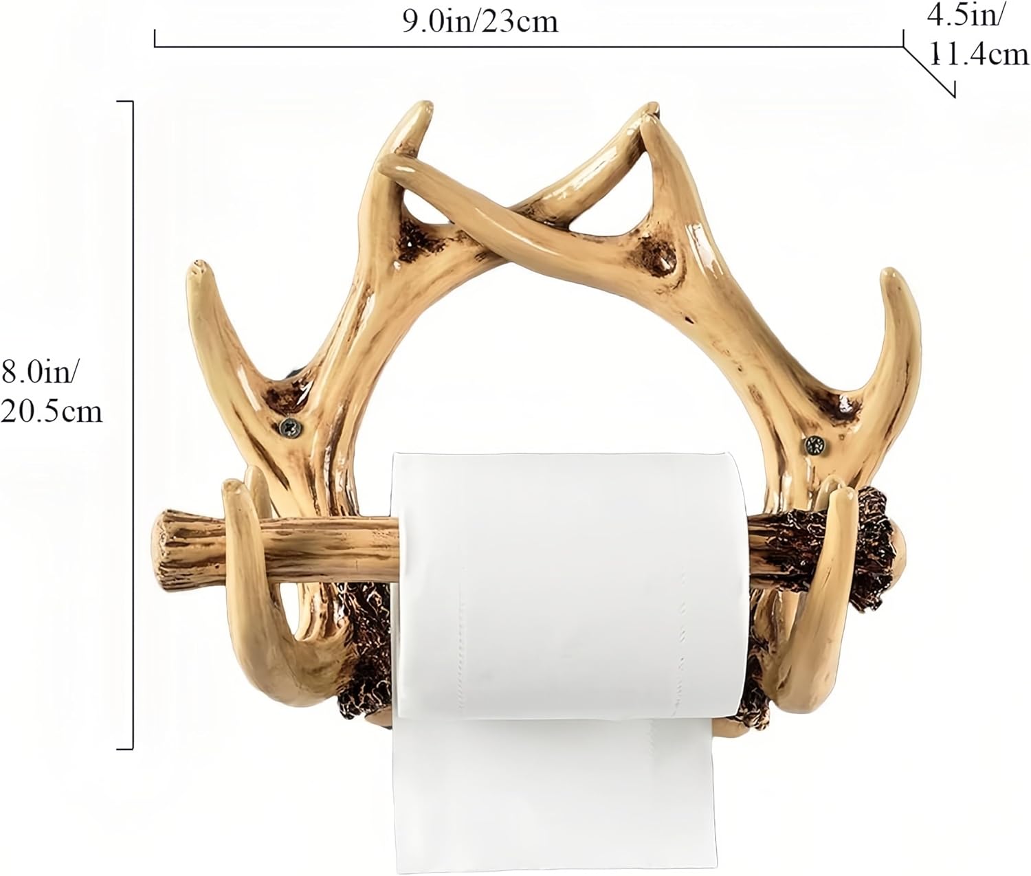 Deer Antlers Toilet Paper Holder,Rustic Bathroom Decor, Wall Mounted Resin Retro Style Kitchen Paper Holder (Beige)