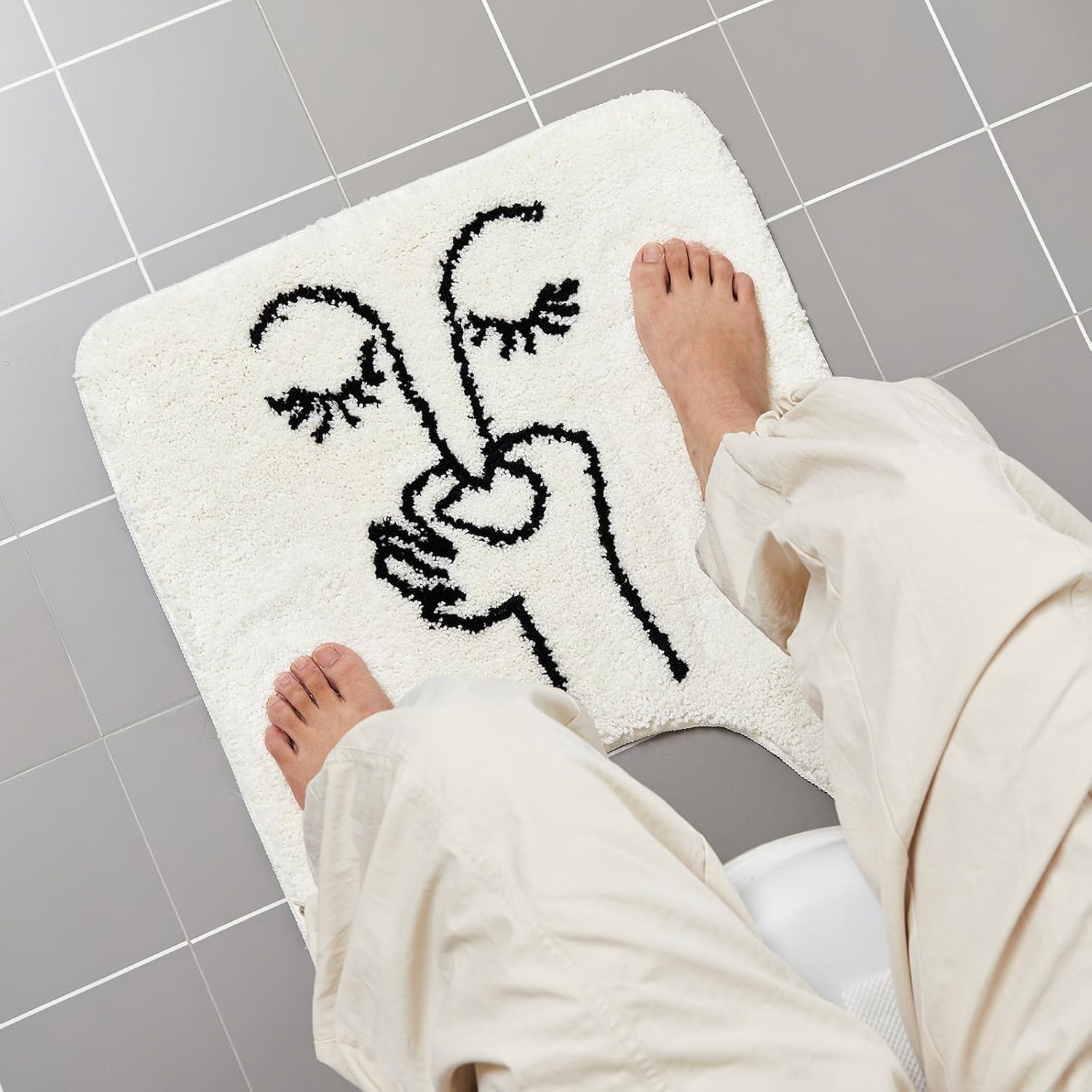 Drydiet Toilet Rug U Shaped Washable Soft and Absorbent Bathroom Rugs Non Slip Bath Mat Machine Wash Bathroom Contour Rug for Toilet Base, 24 x 20 Inch(Bad Smell Humorous)