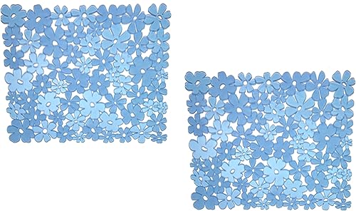 Dependable Industries - Juego de 2 alfombrillas protectoras de PVC floral para fregaderos de acero inoxidable y porcelana, se pueden cortar para Dependable Industries - Juego de 2 alfombrillas protectoras de PVC floral para fregaderos de acero inoxidable y porcelana, se pueden cortar para