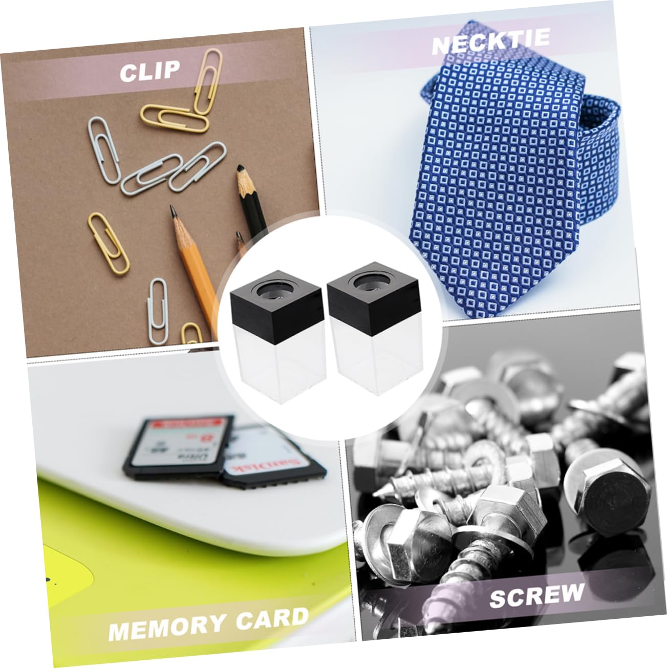 iplusmile 12 Piezas Caja De Clips Magnéticos Cuadrada Organizador De Clips Para Escritorio De Oficina Contenedor De Plástico Para Sujetapapeles Horquillas y Soporte Magnético