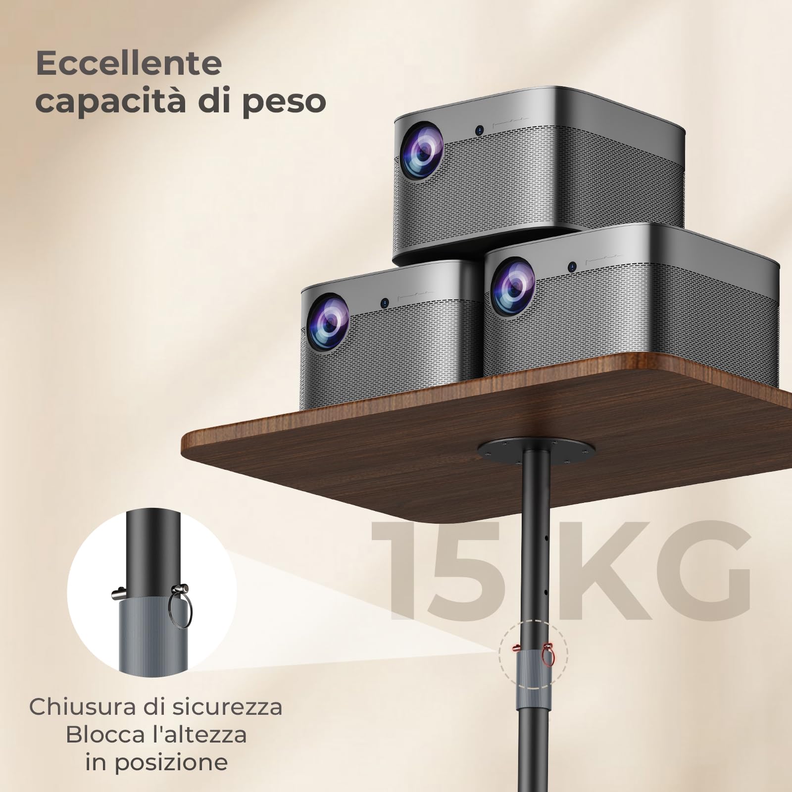 Supporto PC Portatile, Tavolo da Letto/Sofà Regolabile in Altezza 47cm-122cm, Elegante Scrivania in Legno Mobile, Podio per Casa, Ufficio, Scuola, Noce