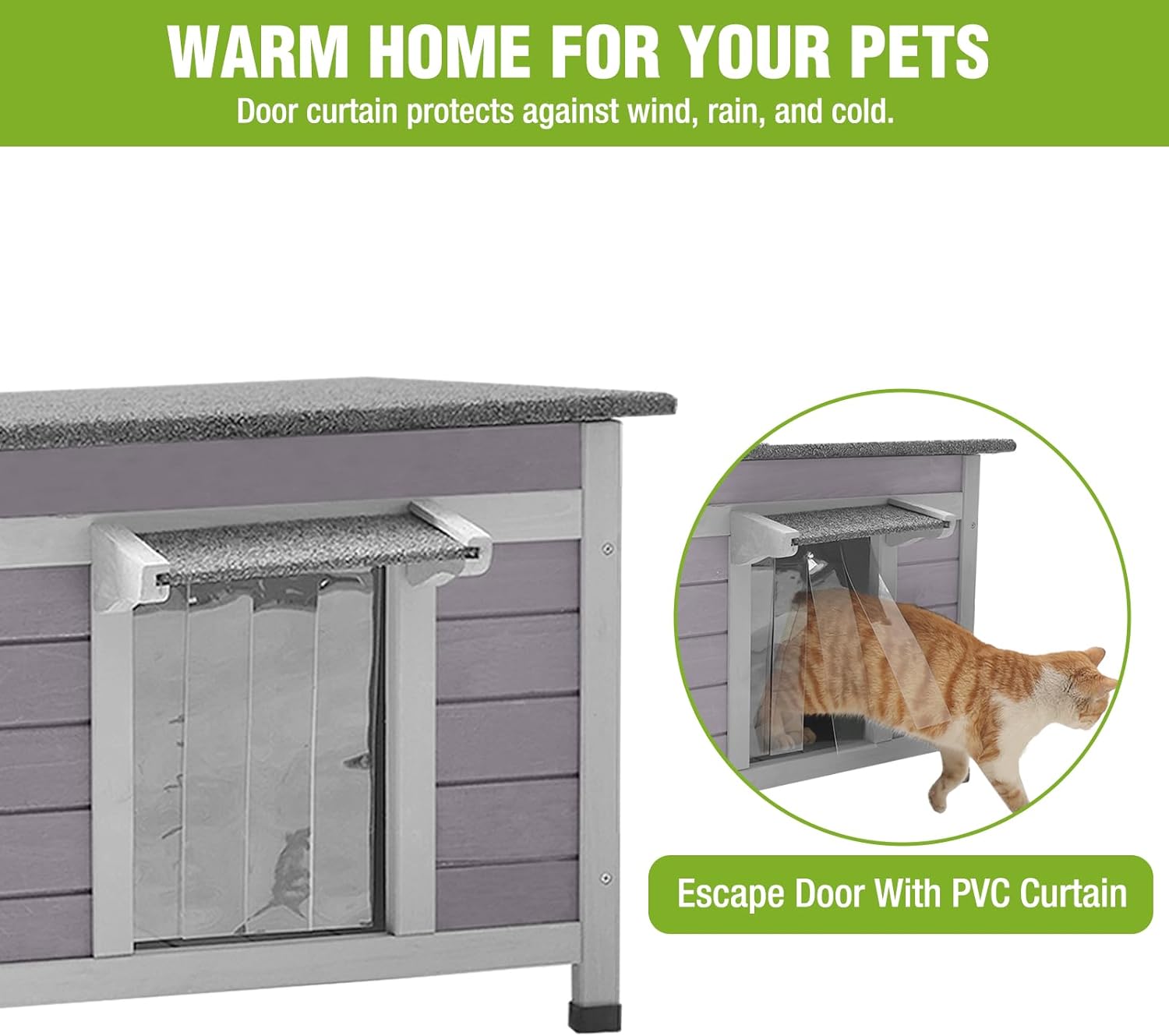 Cat House Outdoor and Indoor, Waterproof Cat Shelter, Wooden Feral Cat House Outside with Openable Top and Removable Floor
