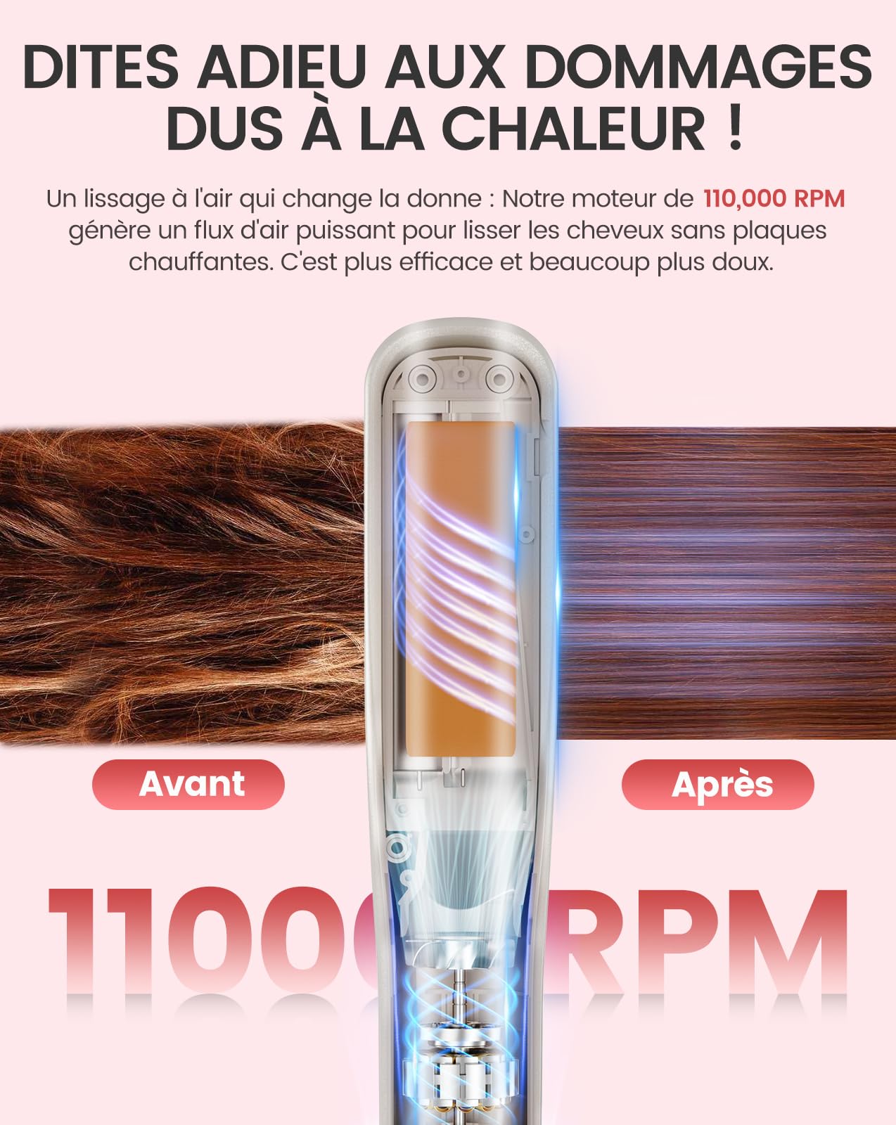 HOMEASY Lisseur Cheveux 2-en-1 : Séchage + Lissage Instantané - Fer à Lisser Professionnel, Technologie Lonique & Nanofibre, 3 Températures + 2 Vitesses, Écran LCD - Lisseur Boucleur Pour Tous Cheveux