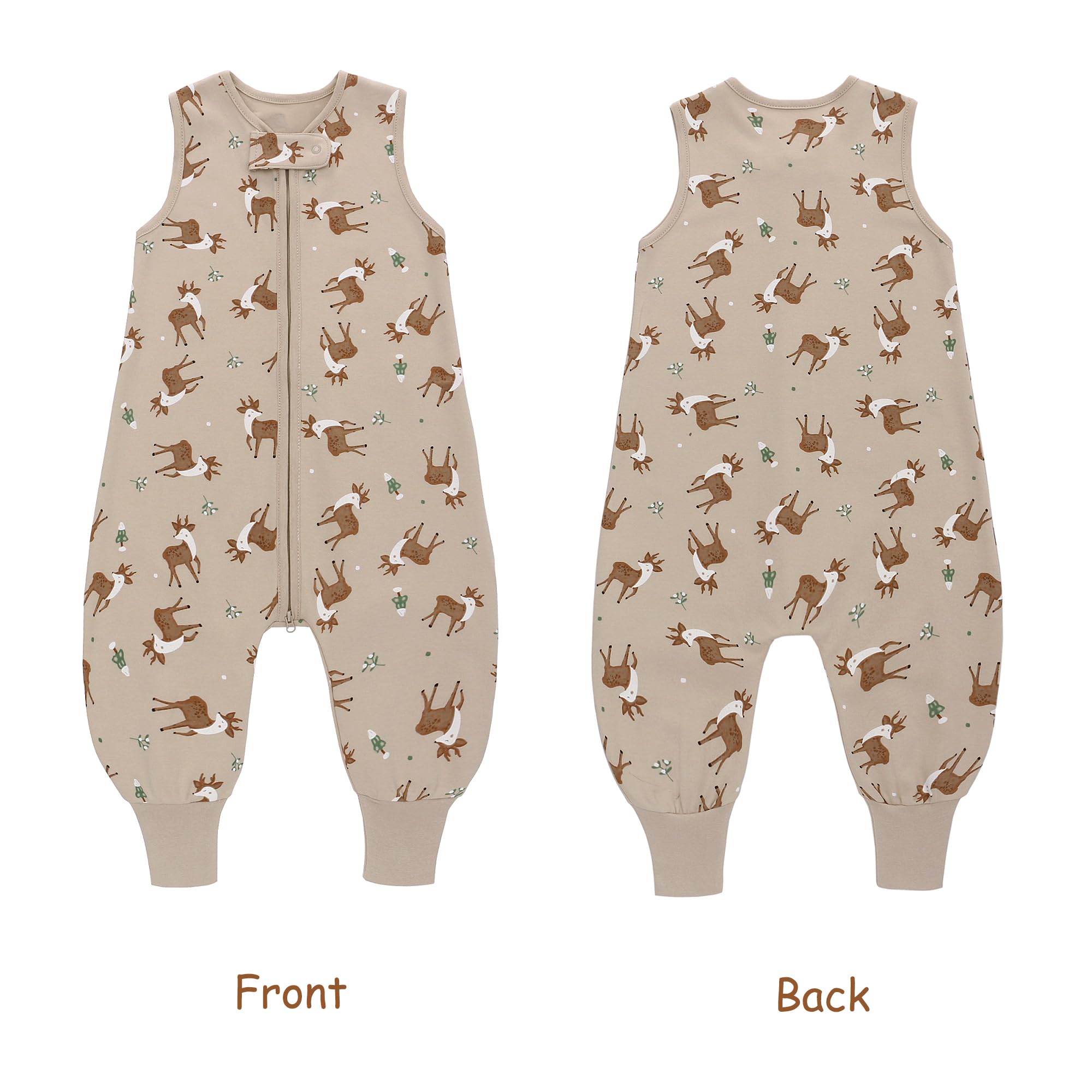 Miracle Baby 2pcs Confezione da 2 sacchi nanna estivo con piedi, 0,5 Tog, 100% cotone, per bambini, per ragazzi e ragazze (2, leone + cervo, L/95-105 cm)