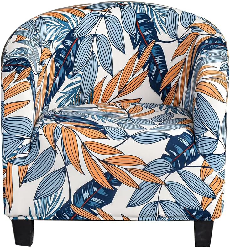 YOPOIY 1 Piece Tub Chair Cover for Armchairs Stretch Printed Tub Chair Slipcover Soft Non-Slip Barrel Chair Slipcovers Removable Machine Washable