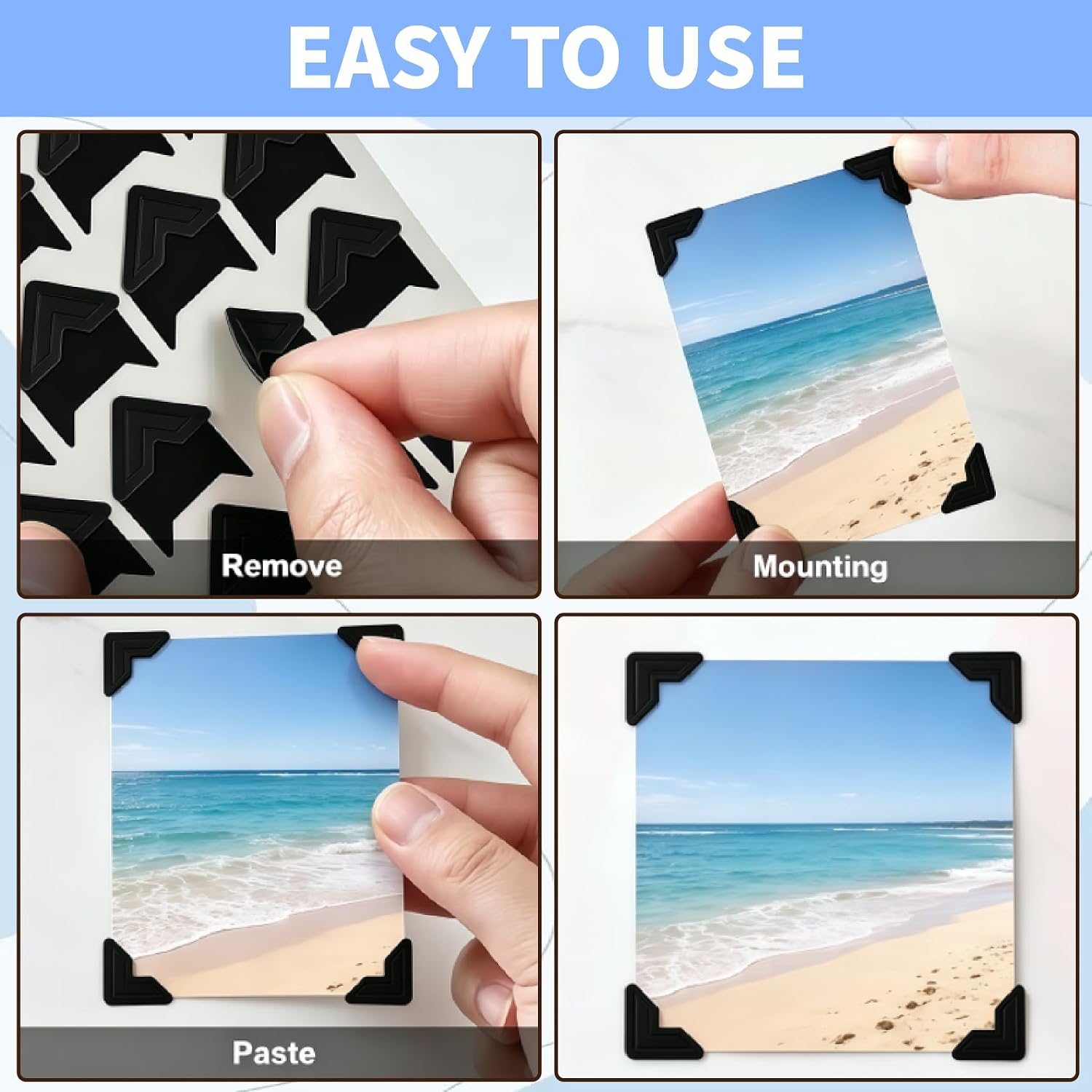 ikosy 360 Pcs Self-Adhesive Photo Corners- Black Photo Mounting Corners for DIY Scrapbook,Memory Books,Album Diary,Picture Frames,Guestbook