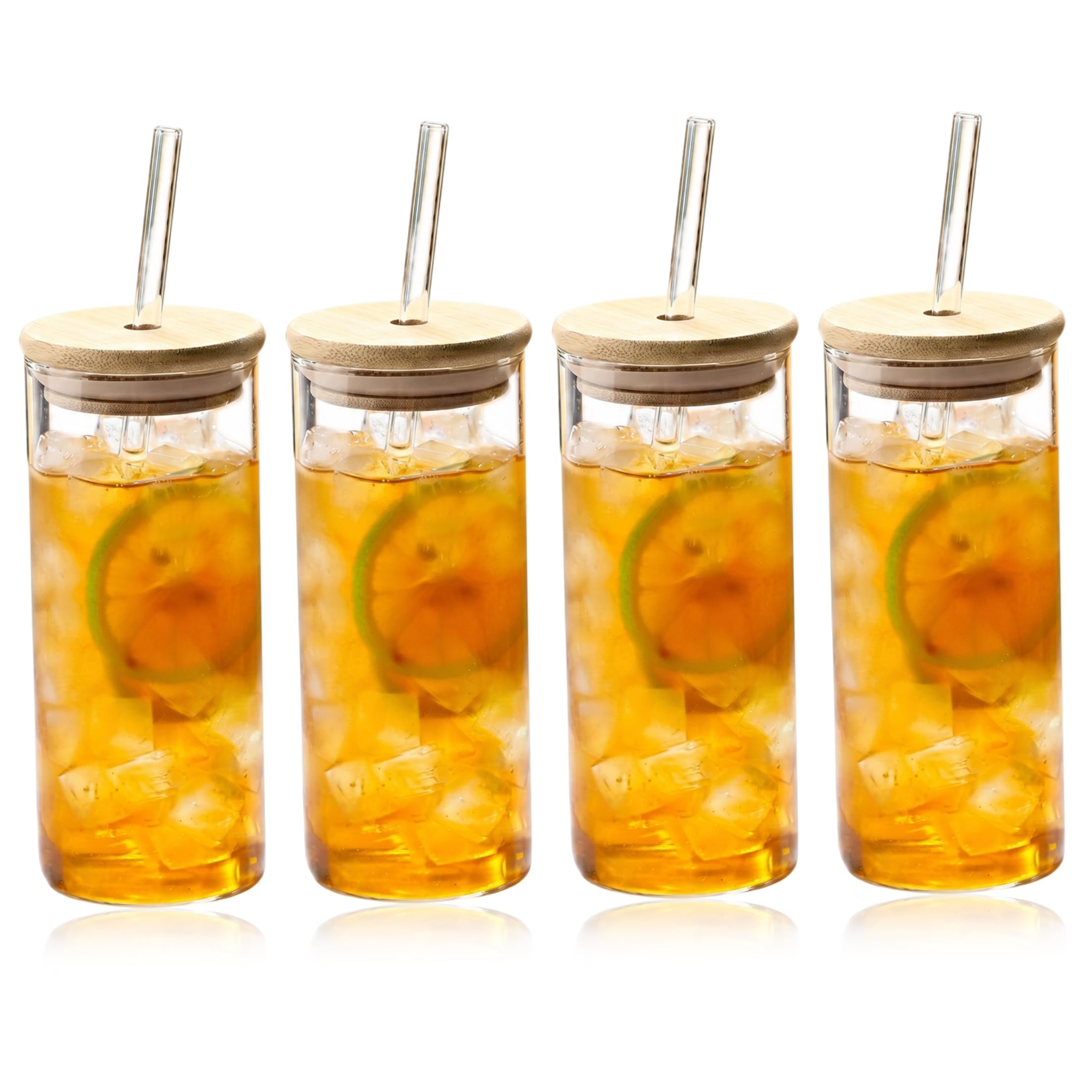 Vasos de vidrio con tapa y popote para evitar derrames en tu escritorio y servir café