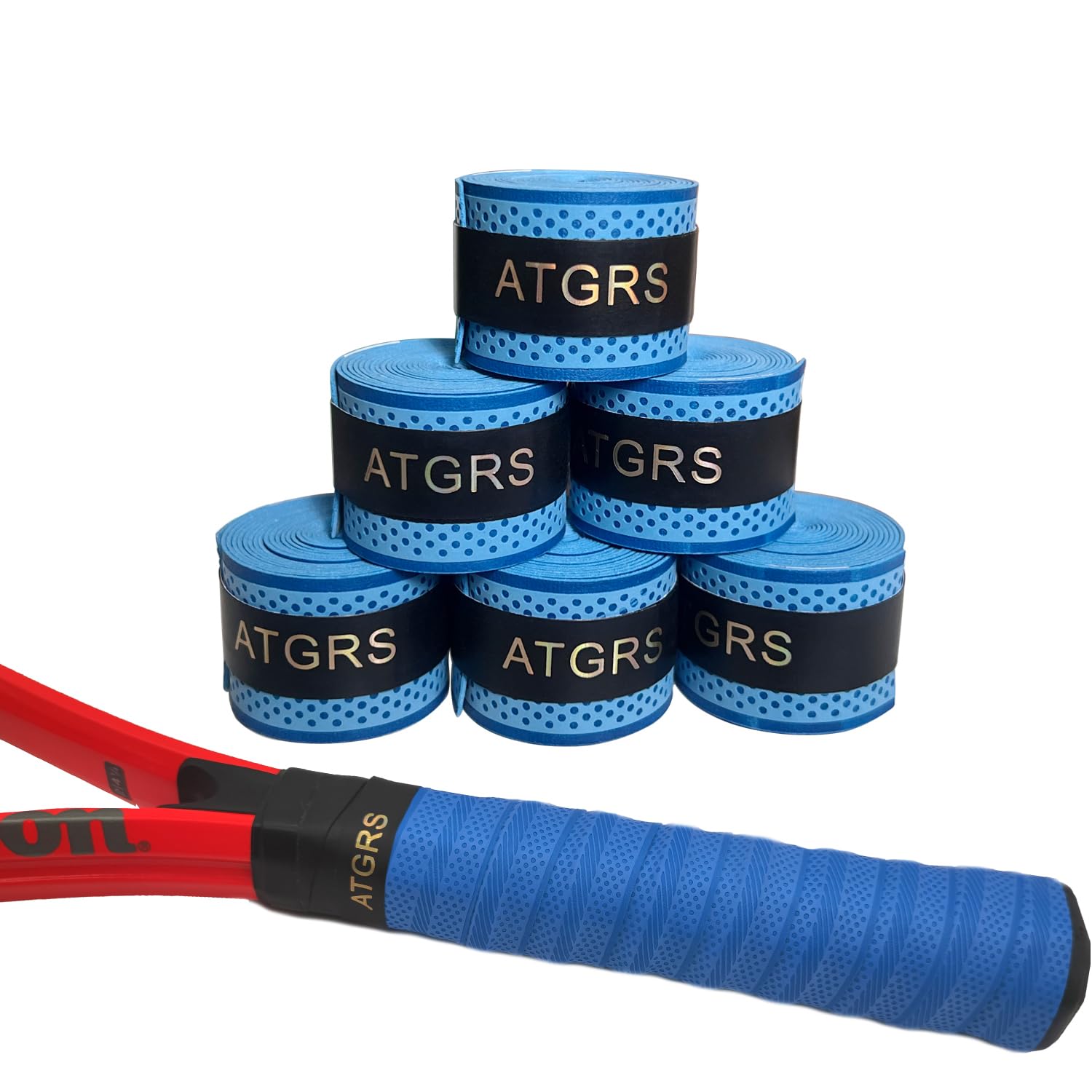 Tennis Grip Tennis Racket Grip Tape Absorbent Anti-Slip Tennis Overgrip for Tennis Badminton Pickleball Racquet Handle Overgrips and Overwraps, Embossed Surface (Racket Grip 6 Blue)