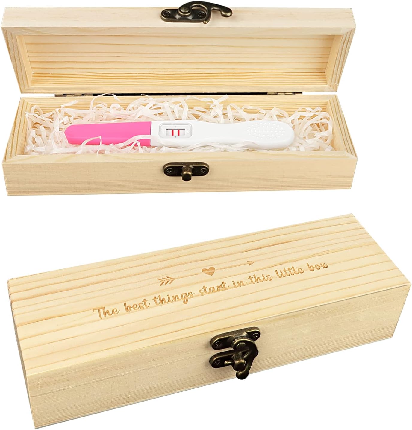 Pregnancy Test Keepsake Box, Surprise Pregnancy Announcements for Grandparents Dad Aunt and Uncle, Wooden Baby Annouced Box for Grandma Auntie