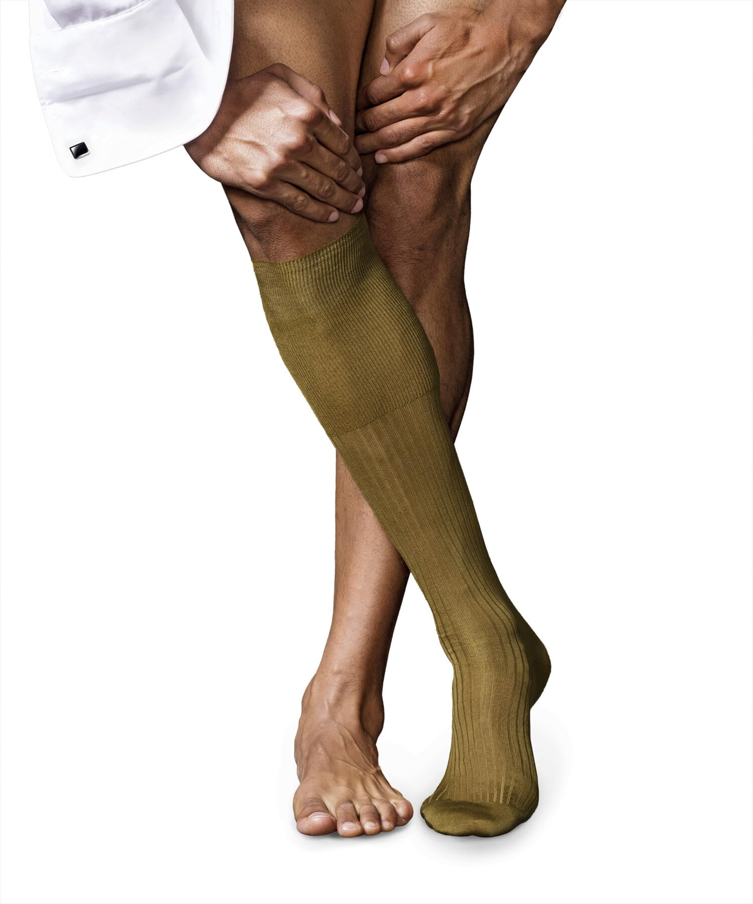 FALKE Herren No. 10 Kniestrümpfe atmungsaktive Baumwolle hochwertig seidiger Glanz elegant verstärkte Herrensocken flache Naht druckfreie Fußspitze fein gerippt einfarbig Business 1 Paar