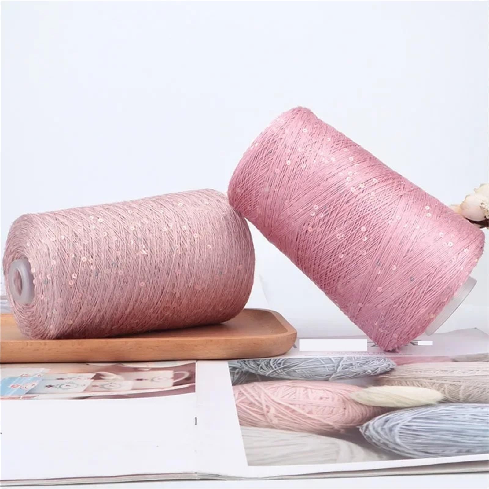 Hilos para Crochet Hilo de lentejuelas 500g, hilo cuentas seda, Tencel colorido tejido a mano, ropa DIY, chal, bufanda, ganchillo, 4Km/barril(Color 30)